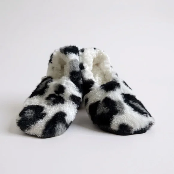 Auden Faux Fur Leopard Print Slipper Socks Women's Size S/M 6-7 NWT - Picture 3 of 6